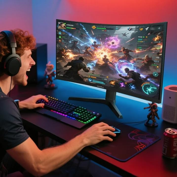 Image of KOORUI 34'' WQHD Curved Gaming Monitor, 180Hz Ultrawide Monitor, 3440x1440p 1ms(MPRT) HDR400, Black