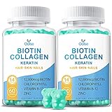 (2-Pack) Biotin Gummies 12,000mcg, New Formula with Biotin, Collagen, Chlorophyll, Zinc and Vitamin...