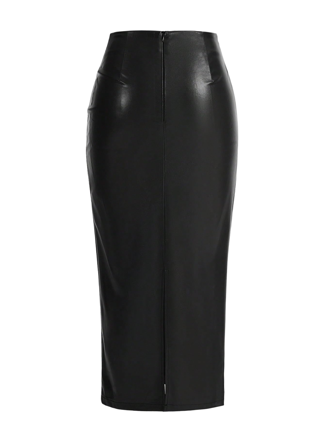 GORGLITTER Gonna da donna elegante in pelle, gonna midi in similpelle, con fessura, gonna lunga