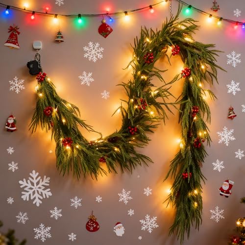 Guirlande de cèdre lumineuse pour décorer une table et une porte de Noël - 4