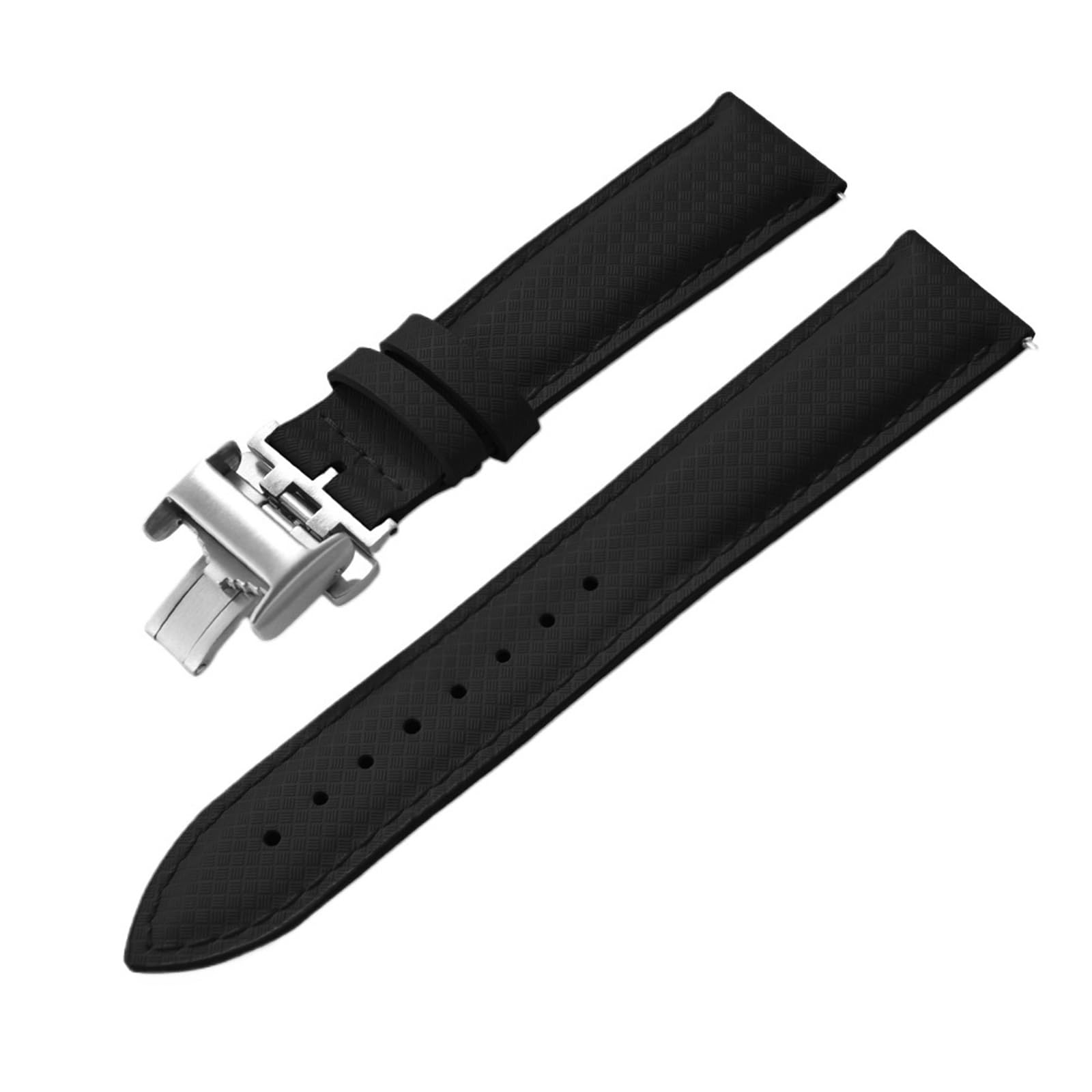 Generico Bracelet en toile pour voiles composite - Couches de cuir avec boucle, 18-22 mm(Black-Butterfly Casp,19mm)