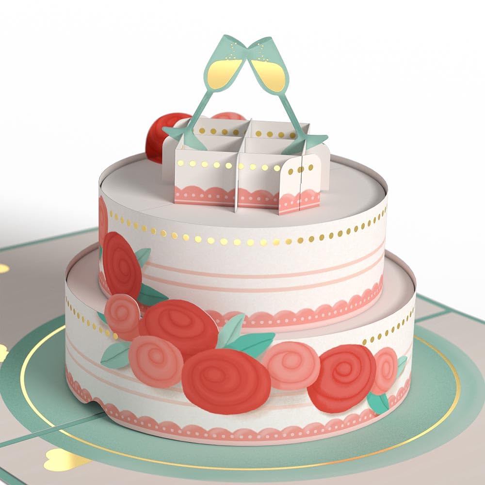 Lovepop Cake and Champagne Funny Wedding Card for him for her, Eat, Drink, and Be Married. Cheers to a lifetime of love & ...