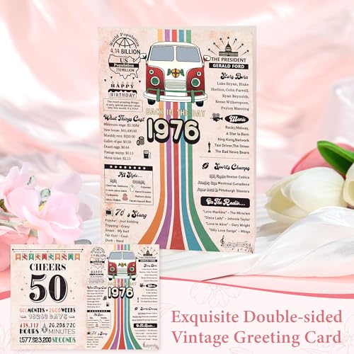 Image of 50th Birthday Gifts for Her Cool 50 Year Old Birthday Gifts for Woman Vintage 1976 Gift Ideas for Women Unique 50 and Fabulous Gift for Her Turning 50 Present for Females Mom Sister Friend Wife