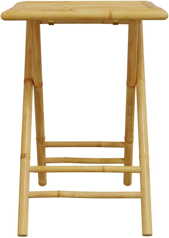 3 Piece Folding Bistro Set with Dark Gray Cushions Bamboo, Garden Furniture Sets