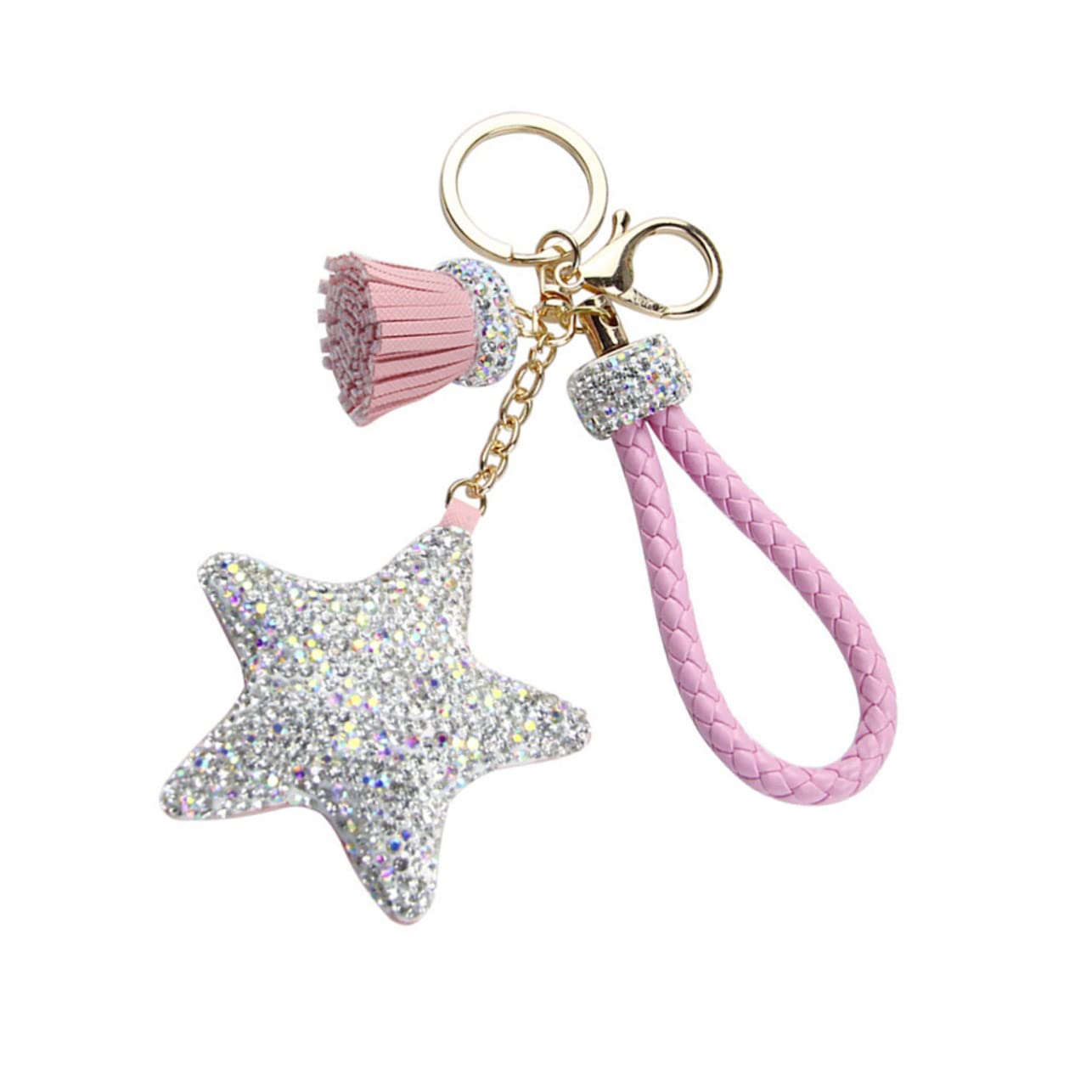 GALPADA 2 Uds Accesorios Colgantes De Cristal Para Coche Llaveros De Mochila Para Niñas Llavero De Cartera s De Estrella De Diamantes De Imitación Hecho A