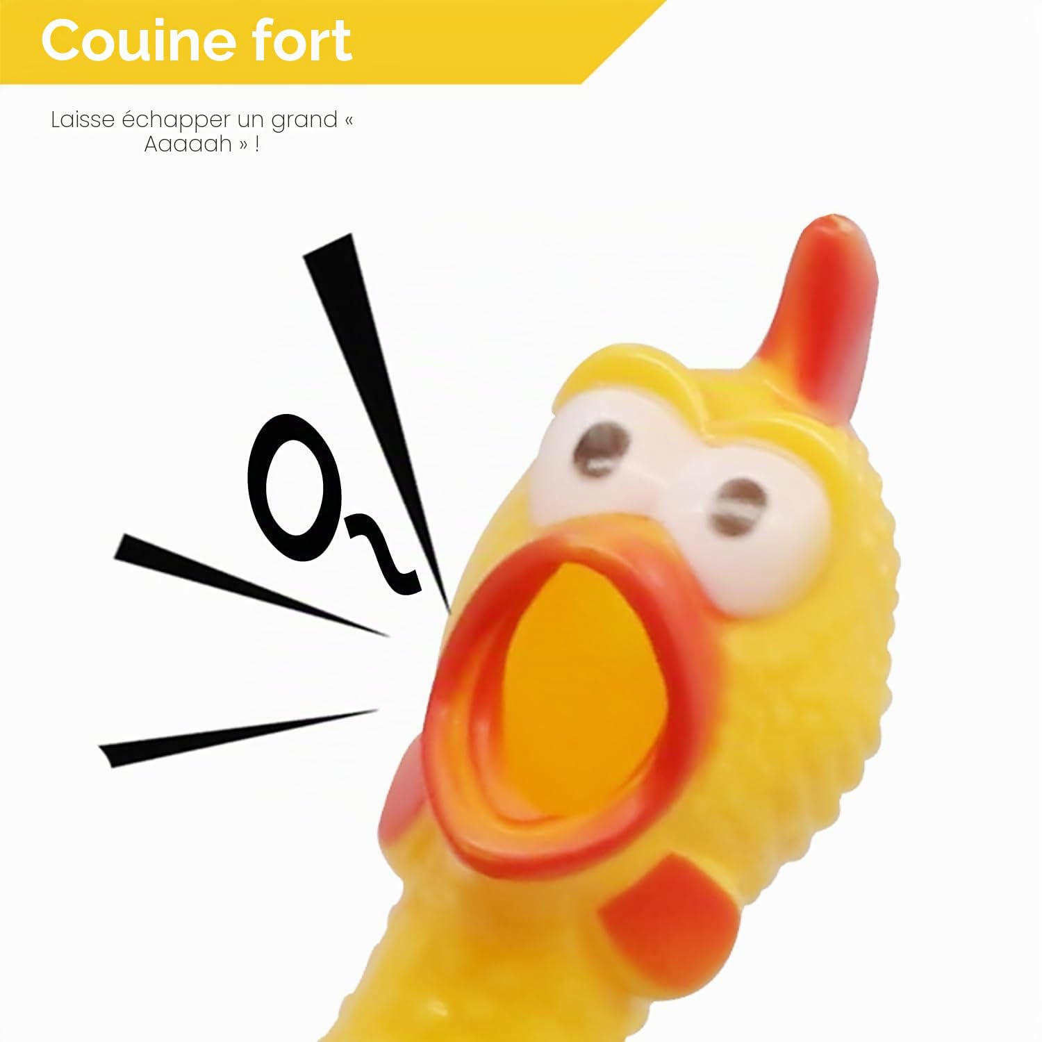 Jouet pour chien - YNKKVRE - Poulet qui crie - Caoutchouc jaune - 16 pouces - Grand format