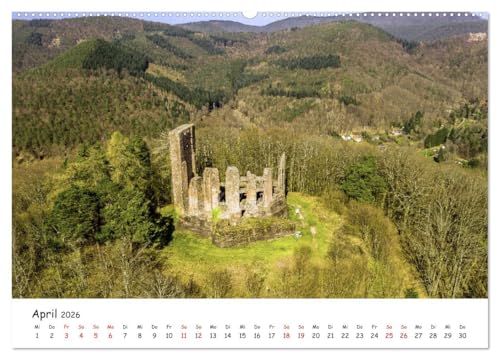 Calendrier châteaux du Palatinat 2026 grand format A2 horizontal impression luxe