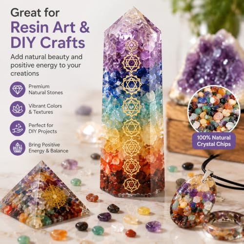 Image of Natural Mixed Gemstone Crystal Chips - Polished Crystals Gravel Stones for Succulent Top Dressing, Aquarium Gravel, Vase Fillers, Resin Art, Healing & Home Decor (1 Pound Bulk)