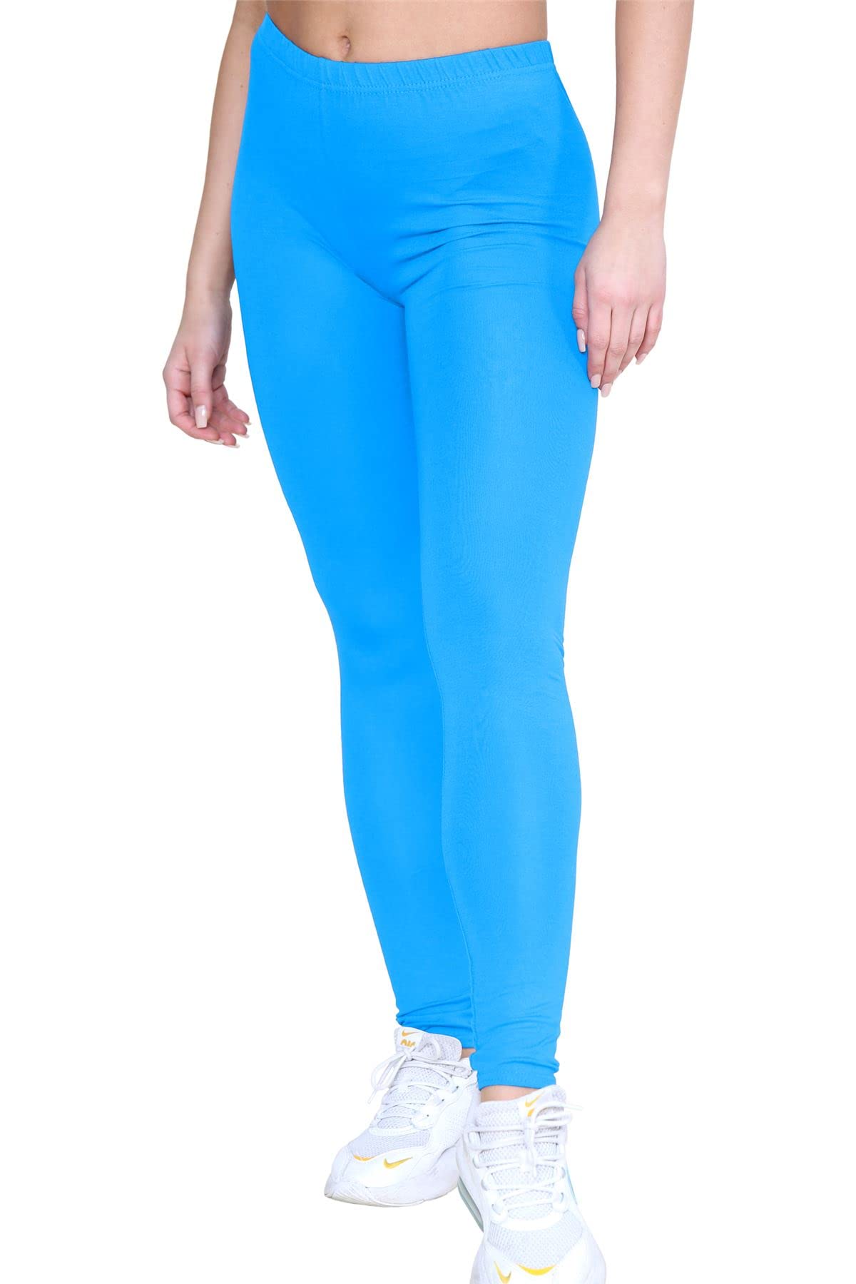 Hamishkane® Womens Viscose Leggings, Elasticated Waist Skinny Yoga Pants for Women, Plain Stretchy Gym Leggings, Full Length Slim Fit Pants, Women Activewear Turquoise