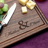 Straga Personalized Cutting Boards | Handmade Wood Engraved Charcuterie | Custom Wedding, Anniversary, Bridal Shower Gift for Couples or Newlyweds (Elegant Corner Design No.921)