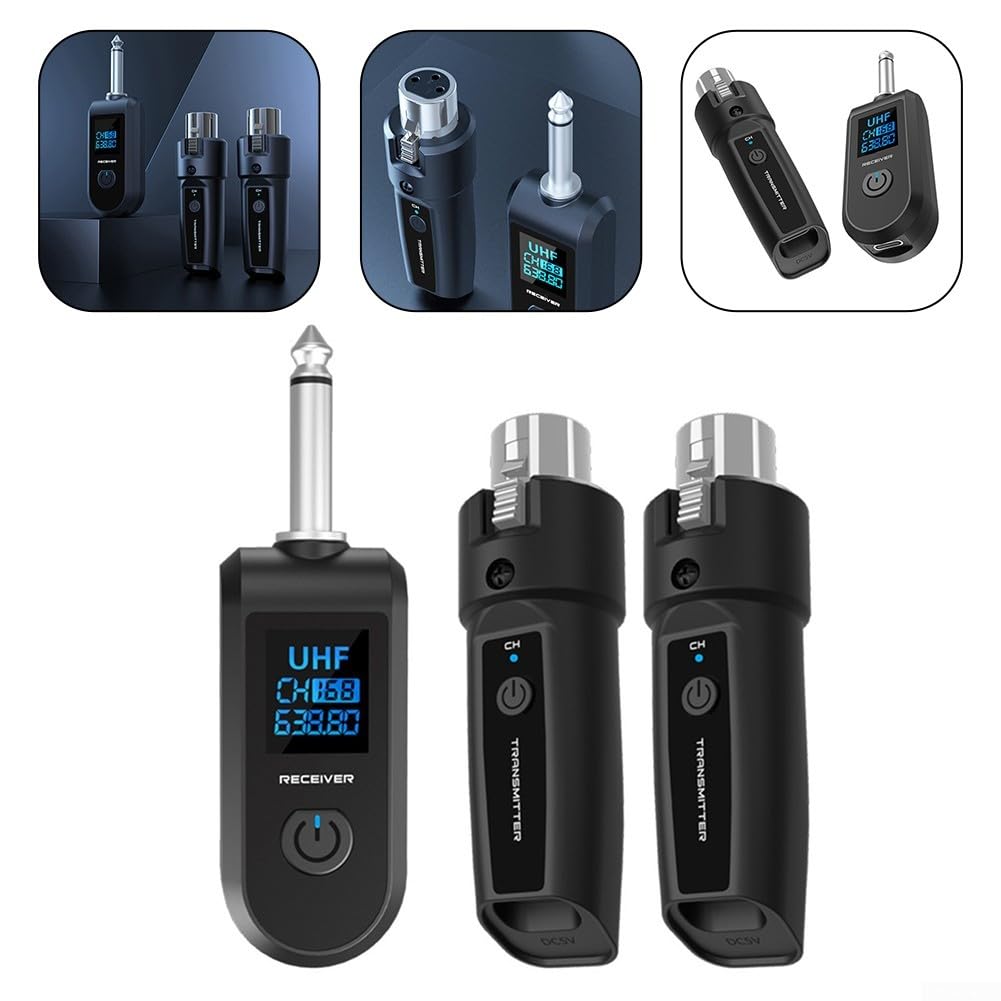 Transmisor y receptor de audio de micrófono inalámbrico, sistema de micrófono recargable, transmisor y receptor XLR inalámbrico (1 bandeja 2)