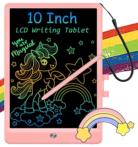 LCD Writing Tablet for Kids, 10 Inch Electronic Doodle Board Drawing Tablet, Erasable Reusable Colorful Drawing Pads, Toys for 3 4 5 6 7 8 Years Old Girls Boys(Pink)