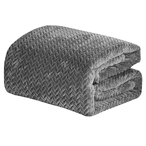 Image of Elegant Comfort Lightweight Printed Throw Blanket- All Season, Ultra Soft, Cozy and Plush- Decorative Throw Blankets, Perfect for Lounging, 50 x 70 inches, Chevron Gray, Throw Blanket