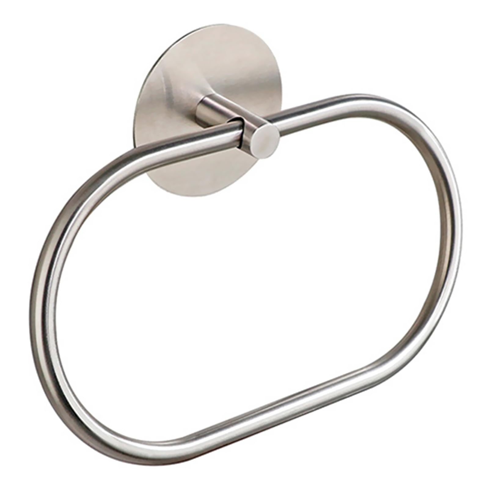 Beauenty Bathroom Towel Ring, Thicken Stainless Steel Rustproof Towel Holder, Wall Mounted Heavy Duty Towel Storage Ring with Strong Adhesive, 21.8x12.8x5 cm (Elliptical,Silver)