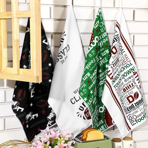 Fuweave CHO-FUWEAVE-156 6 Pcs Football Kitchen Decorative Towels Dish Towels Football Towel Sports Theme Dish Cloths Absorbent Hand Towels Tea Dish Washcloths thumb #3