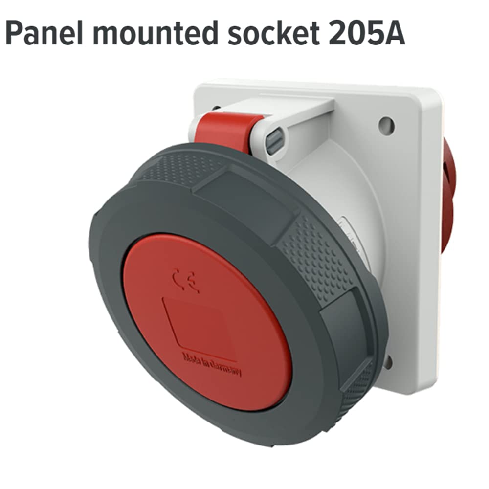 Mennekes 101100278 Bases Semi Empotrables CEE, Tomas de Corriente, 400 V, 50-60 Hz, 63 A, 4 Polos, IP 67, 106 mm x 110 mm Marco, Rojo