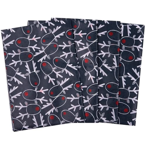 Christmas Tissue Paper for Gift Wrapping : 50 Sheets Blue Tissue Wrapping Paper Print with Elk 20x14 inches for Christmas Art Craft