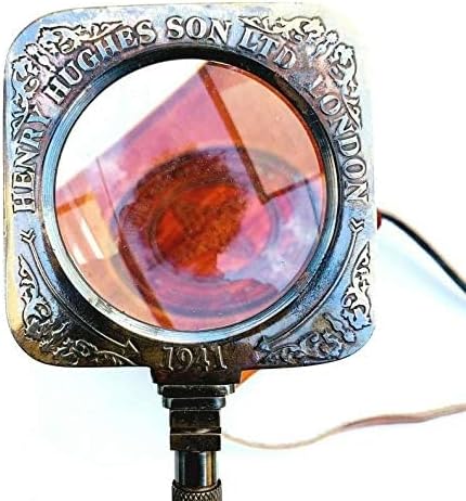 Antique Brass Henry Hughes & Sons Magnifying Glass Leather Case Table Decor Magnifier Office Decor