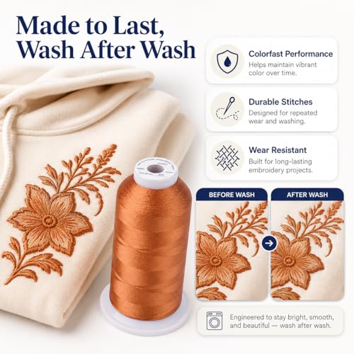 Image of Simthread Embroidery Machine Thread 5000M 40WT Polyester, Clay Brown 339 | 5000M 40WT polyester thread feeds smoothly for home or commercial embroidery projects.