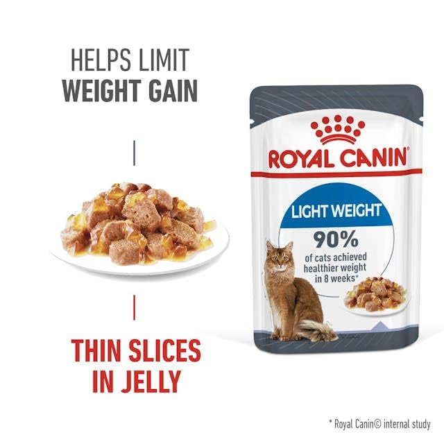 Royal Canin Light Weight Care in Gelee | 12 x 85 g | Nassfutter für Katzen | Zur Unterstützung für übergewichtige Katzen | Enthält Eisen, Mangan und Zink