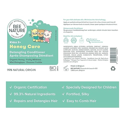 Bee Nature, Kids Conditioner, Organic Honey Care, Detangling Care & Nourishes, 99% Natural, Fruity Sweetness Scent - Image 2