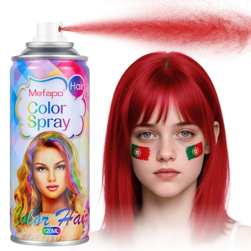 Red Hair Spray Temporary Hair Color Spray for Kids Women Men Washable Temporary Red Hair Dye One-Day Hair Color Wax Natural Hair Strong Style for Independence Day 4th of July Cosplay Party(120ML)