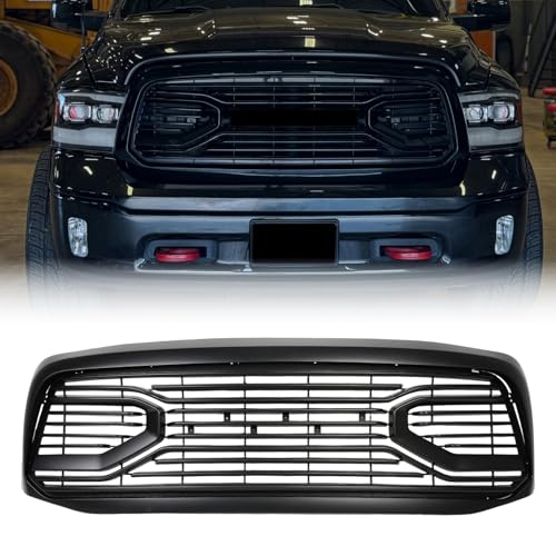 BDBO Front Grill Compatible With Dodge Ram 1500 2006-2008 & Dodge Ram 2500 3500 2006-2009 Matte Black Front Bumper Grille MD Style With Accessories/Letters