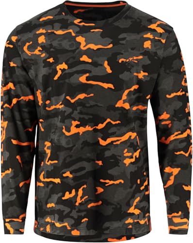 Legendary Whitetails Mens Long Sleeve T-Shirt Graphic Tee Preshrunk 100% Heavyweight Cotton, Blazing Camo, XX-Large