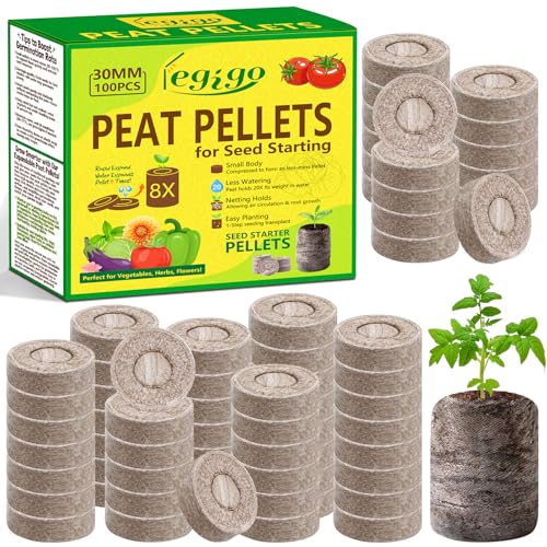 Legigo 100 Pcs 30mm Peat Pellets Seed Starter Soil Pods- Seedling Soil Block Peat Pods for Seed Starting, Compressed Seed Pod Starter Plugs for Garden Plant Cuttings Herb Flower and Vegetables