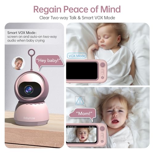 babytone 5" Video Baby Monitor with Camera and Audio, Loop Record & Playback, No WiFi, Night Vision Infant Cam 1080P, 2-Way Audio & Sound Detection, Pan/Tilt/Zoom, IPS Screen,Temp/Humidity Sensor - Image 5