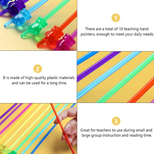 NUOBESTY 20 ponteiros de leitura de resina, ponteiros, ponteiros, palitos de ensino, palitos colorid