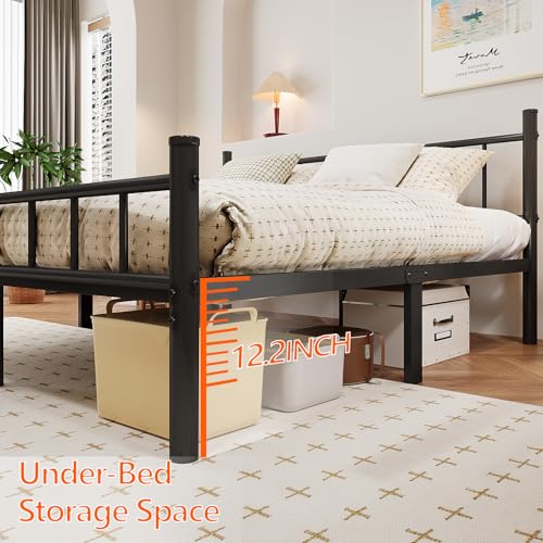 Image of zizin Full Metal Bed Frame with Headboard and Footboard Steel Slat Support | Full Size Platform Bedframe Mattress Foundation, No Boxing Spring Needed, Under Bed Storage Easy Assembly, Black