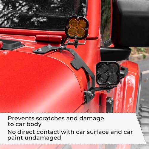 Image of A-Pillar Ditch Light Mount Brackets for 2018-2023 Jeep Wrangler JL Gladiator JT Accessories, Dual LED Light Pod Aluminum Brackets, 1 Pair 【Does NOT FIT 4xe / Mojave / Rubicon 392】