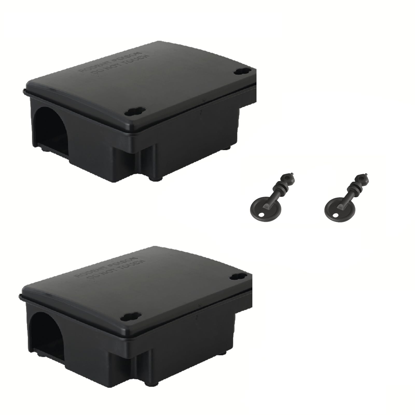 Rat Bait Station 2 Pack - Rodent Bait Box with Dual Keys - Eliminates Rats Fast. Children and Pet Safe Indoor Outdoor (2 Pack)