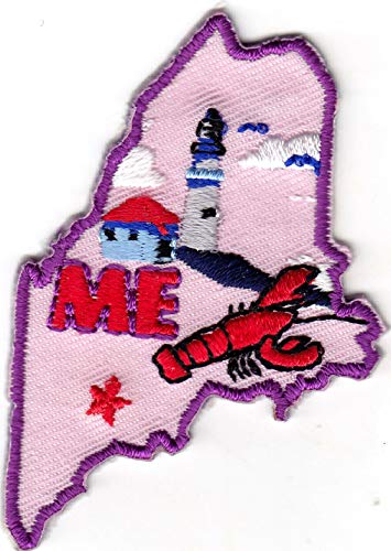 "ME" - MAINE STATE SHAPE - Iron On Embroidered Applique