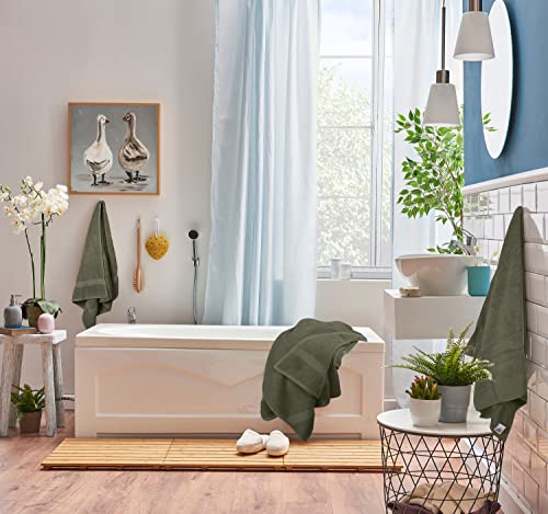 Image of Utopia Towels 8 Piece Luxury Towel Set - Majestic Plush, Super Absorbent & Quicker-to-Dry, Thick 100% Ring Spun Cotton Towels for Bathroom, Spa & Hotel - 2 Bath, 2 Hand, 4 Washcloths, Dusty Olive