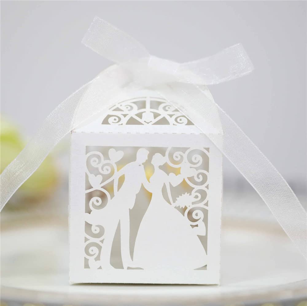 Szczęśliwe pudełko z cukierkami Pudełka na upominki weselne Papierowe pudełko na słodycze Panna młoda pan młody Puste pudełko na prezent na ślub panny młodej Baby Shower Christmas Party 50 szt. (Kolor
