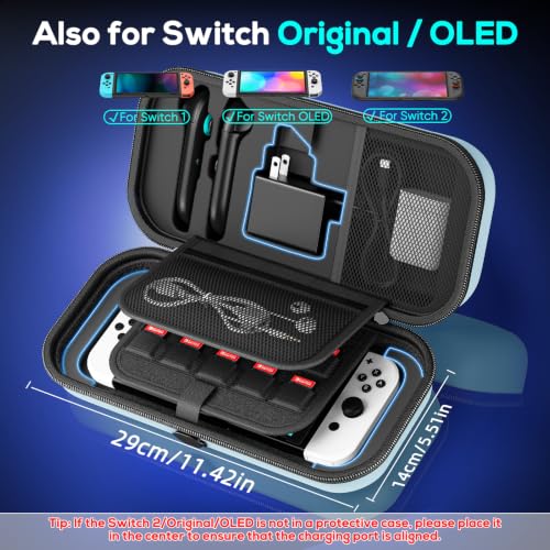 Image of Auarte [Charge inside Carrying Case for Switch 2 /OLED /Switch 1-Light Blue