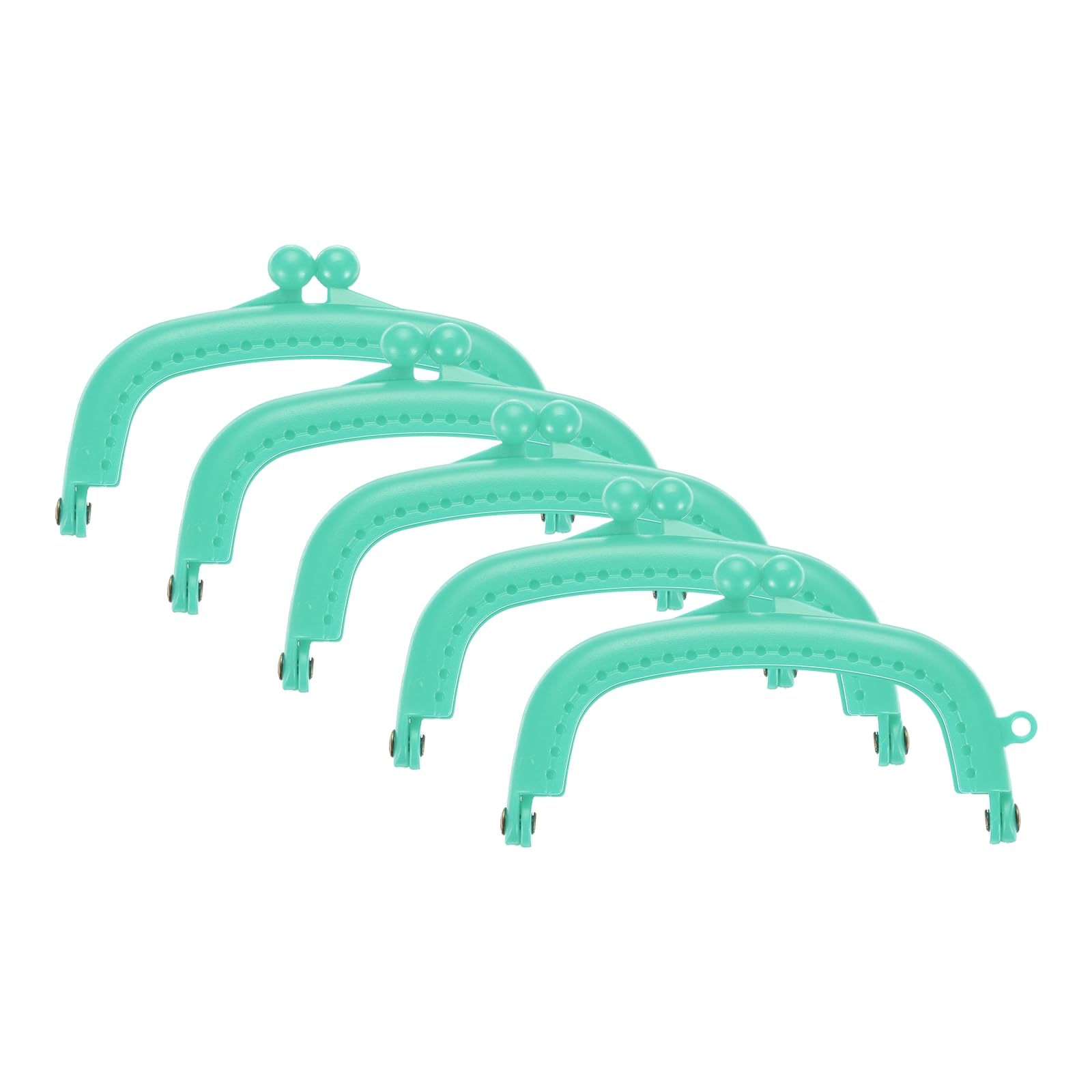 sourcing map 5 Pcs Plastic Purse Frame, 8.5cm/3.3" Retro Arch Kiss Lock Clasp Frame Embossed for Purse Making, Handled Bag, Coin Bag Clutch Bag, Frame Hardware Replacements (Light Blue)