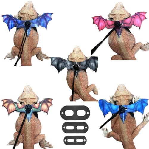 Peitoral de lagarto de dragão barbudo (pacote P/M/G) - Coleira de lagarto com asas de tiranossauro e