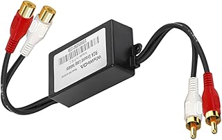 RCA Noise Isolator Hum Eliminator Ground Loop Noise Isolator(No Reduce Bass) ABS Shell Quality Noise Filter Isolator for HiFi Stereo Home Theater Car Audio Player Plug&Play(Black)