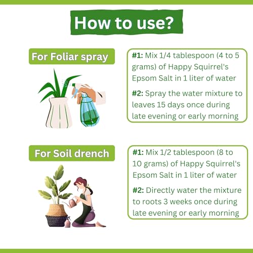 Image of Epsom Salt for Plants | 100% Pure Organic Fertilizer for Plants Home Garden | Plant Booster for Speed Growth | Promotes Green leaves, Flowering, Fruits (375 Grams)