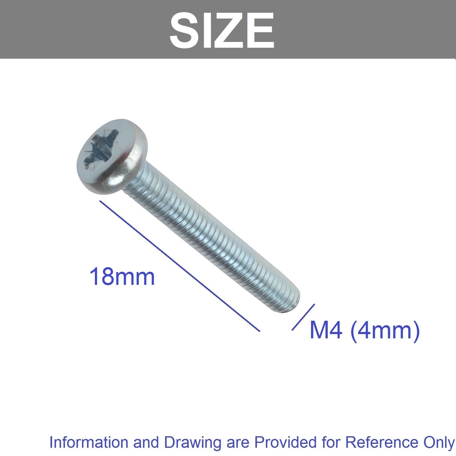 TERF® M4 X 18mm Pozi Pan Head Machine Screws Stainless Steel A2 (304) Machine Screw M4 (4mm) X 18mm Pozi Drive Pan Head Machine Screw Bolts - Image 3