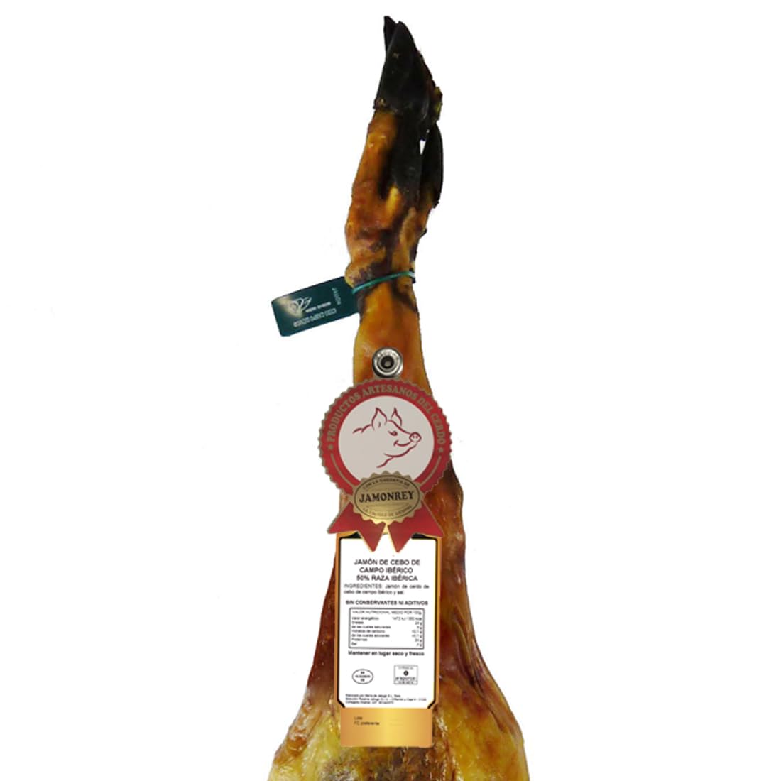 Jamón de Cebo de Campo Ibérico 50% Raza iérico ¨JAMONREY¨ -SIN CONSERVANTES NI ADITIVOS- (Elija su peso ideal), (Entregas 24/48 Horas) (JAMÓN DE 8,5 A 9 KG. (Pieza Entera))