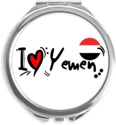 I Love Yemen Word Flag Love Heart Illustration Hand Compact Mirror Round Portable Pocket Glass