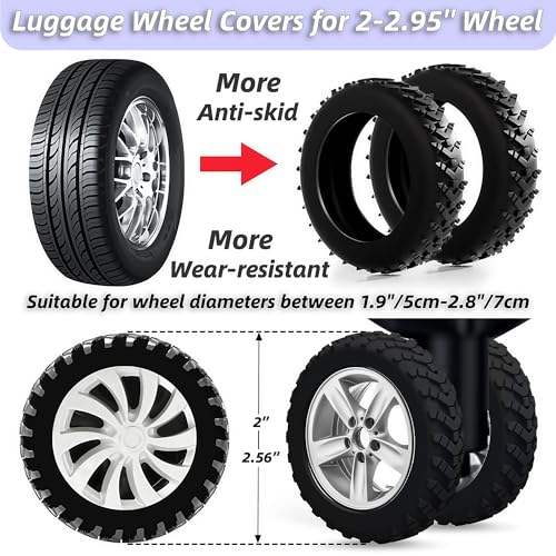 8 Pack Luggage Wheel Protector Covers for Travel Bags, Durable Silicone Suitcase Wheels Covers Fit for 5cm-7.5cm Wheels, Noise-Reducing, Anti-Slip Shock Proof Design (Blue)3