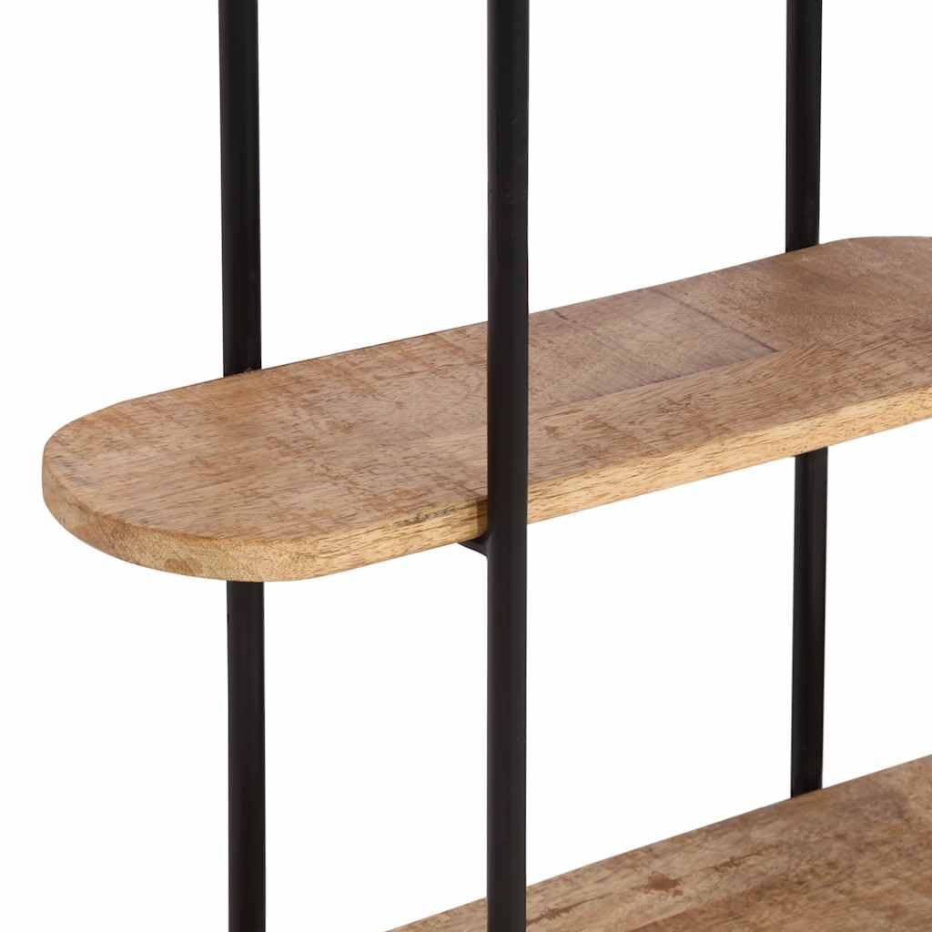 Estantería de pared 90 x 20 x 116,5 cm, madera maciza de mango y hierro, estantería de pared de estilo industrial, estantería estable para salón y oficina, estantería decorativa suspendida, de