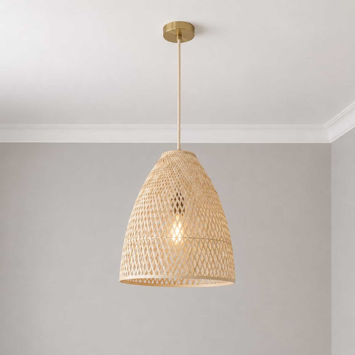 CGC Lighting Indoor Ceiling lamp Shade Hand Made Bamboo Easy fit Non Electrical (Calista Bamboo)