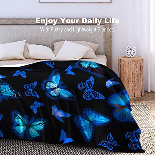Wowpull LKK56F7-#KVGUNK57MJT=DEGMA7 Butterfly Blanket Blue Butterflies Throw Blanket Ultra Soft Flannel Beautiful Butterfly Blanket Gifts thumb #3