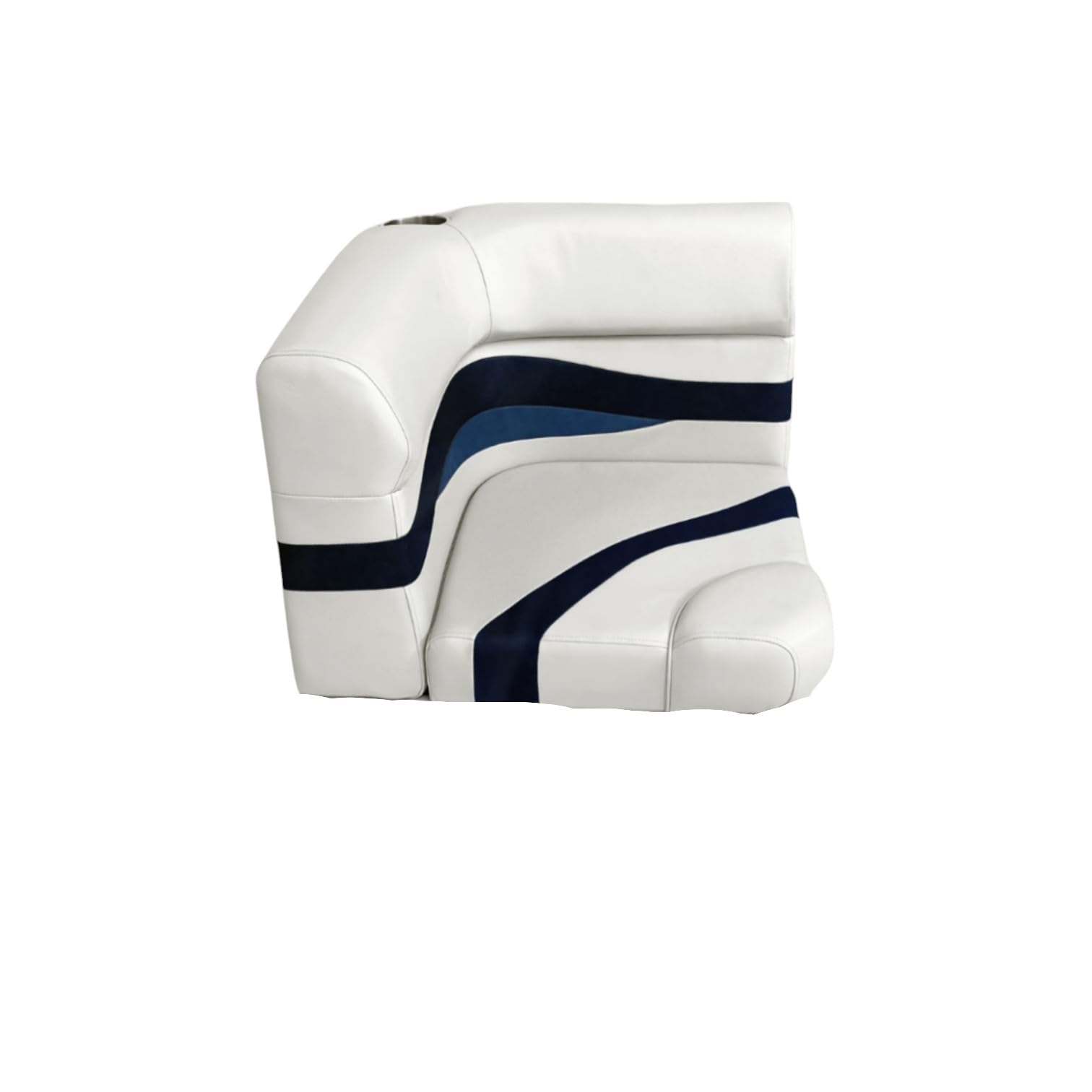 Horizon Manufacturing Elite Series Pontoon Radius Corner Cushion Set Only 3207 (White/Navy/Blue)